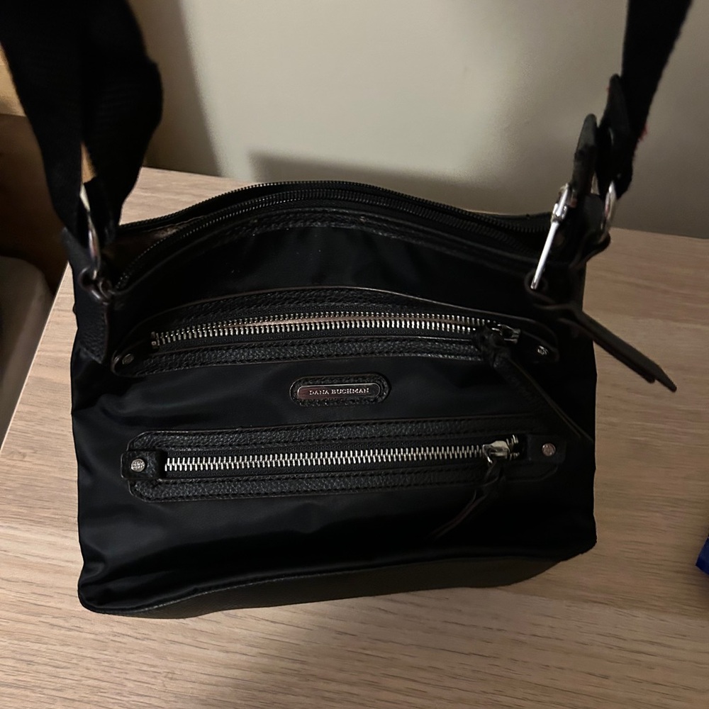 Dana Buchman Black Messenger Bag Sleek Minimalist Design